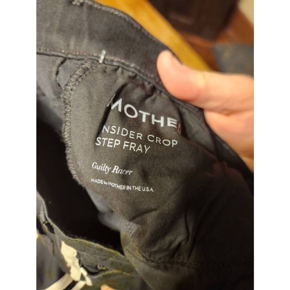 Mother jeans insider crop step fray Guilty Racer high rise black sz 30 - Picture 4 of 4